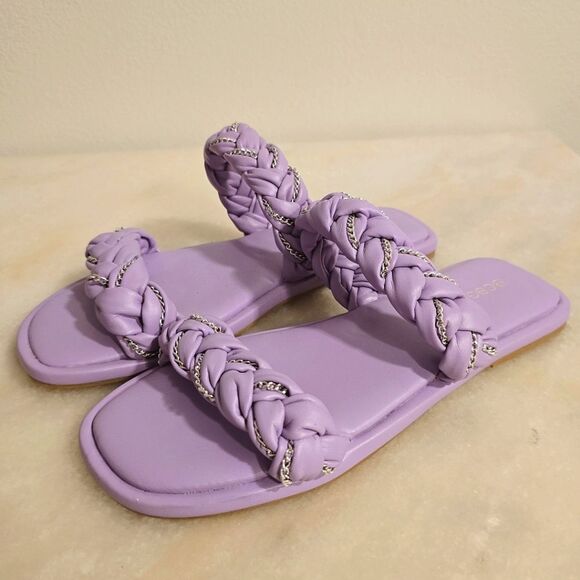 BCBGeneration Taneka Slide Sandal  With Chain Woven Links Size 7.5 in Lavender - Picture 1 of 8